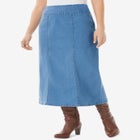 Pull-On Flex-Fit Elastic-Waist Stretch Denim Skirt image number null
