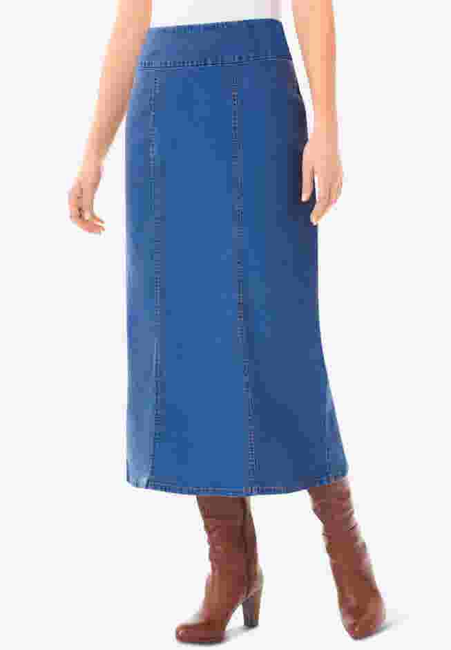 Flex-Fit Pull-On Denim Skirt image number 0