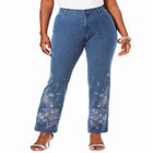 Plus Size Floral Embroidered Straight Leg Jean image number null