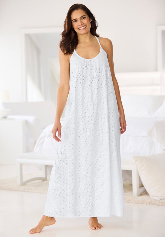Breezy Eyelet Knit Long Nightgown image number 3