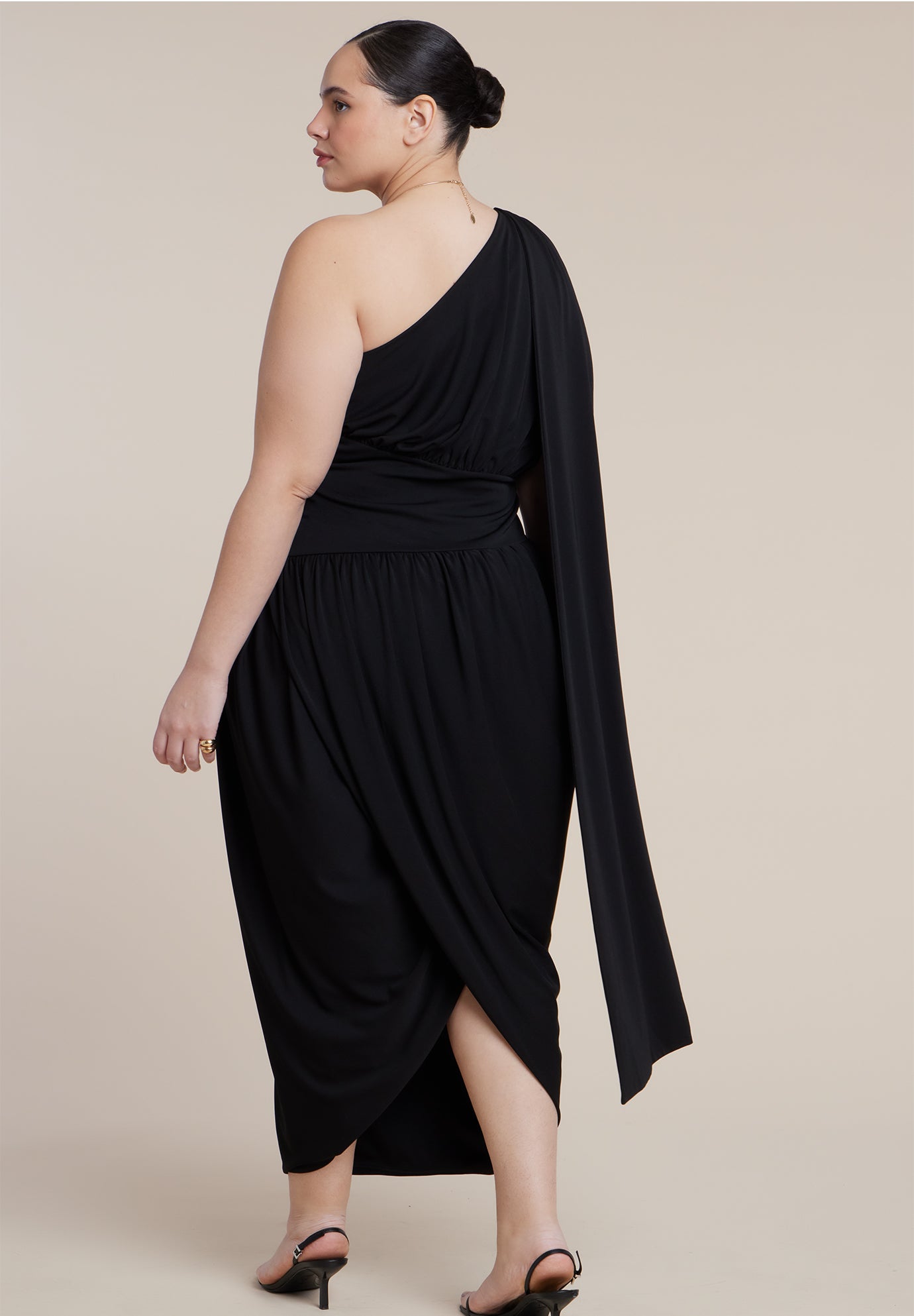 One-Shoulder Draped Maxi Dress image number 2