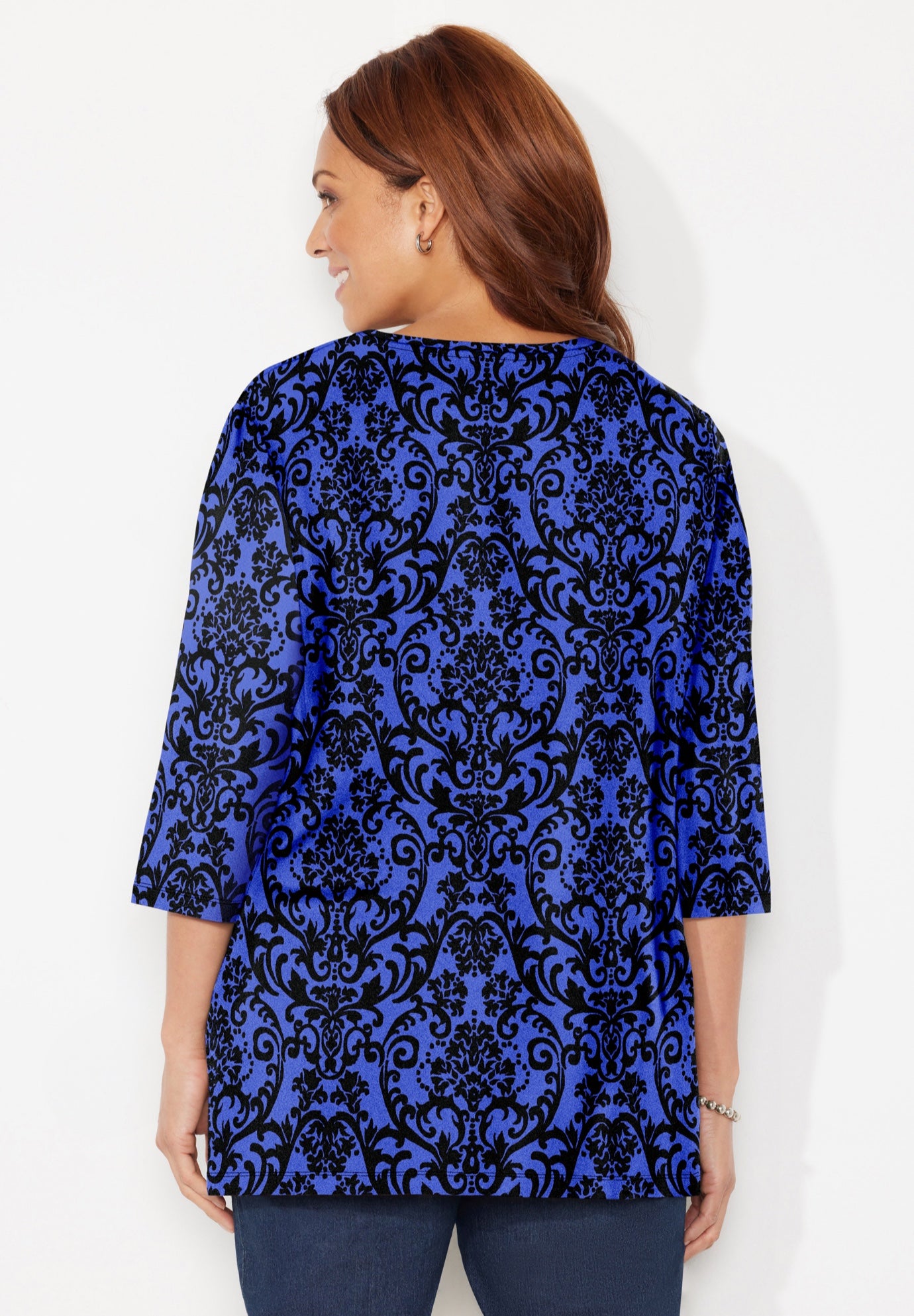 Easy Fit 3/4-Sleeve V-Neck Tunic image number 1