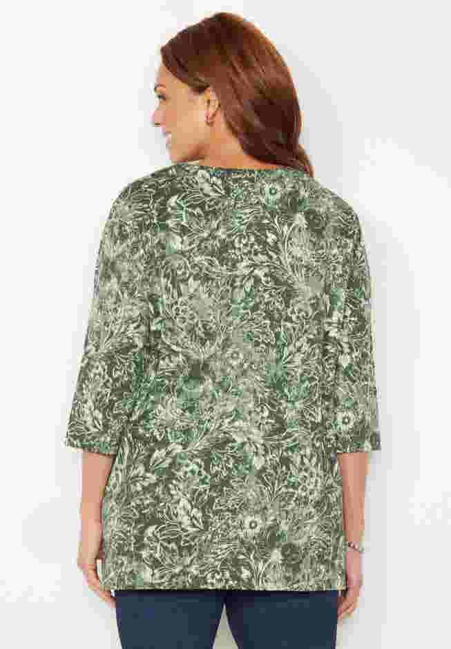 Easy Fit 3/4-Sleeve V-Neck Tunic image number 1