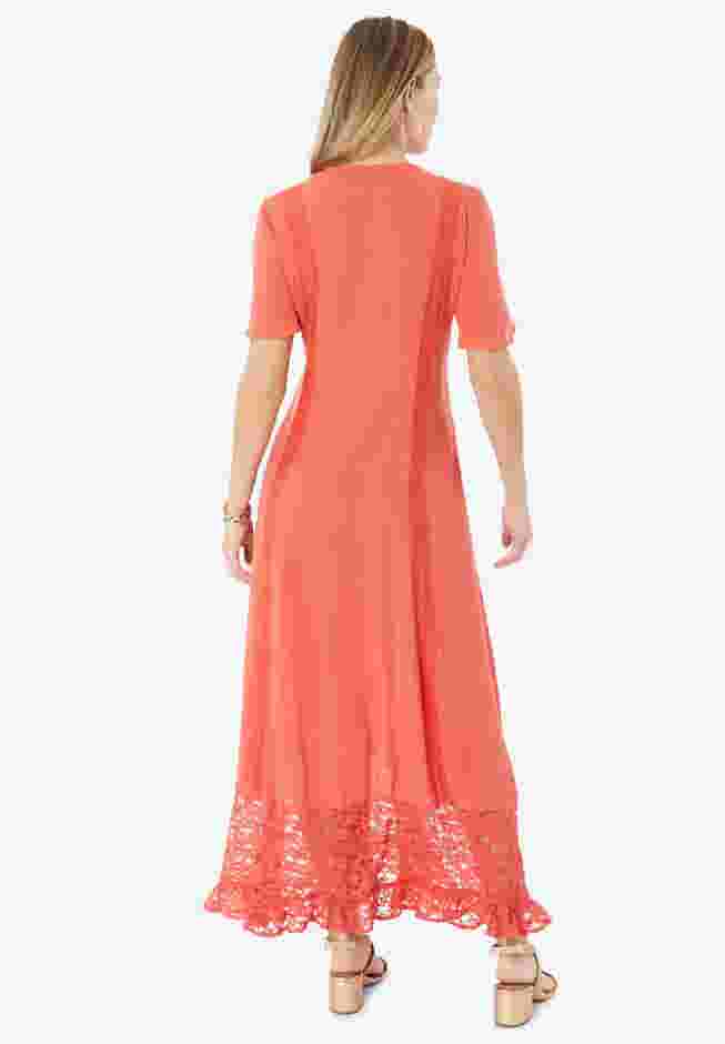 Hand-Crinkled Lace-Panelled Boho Dress image number 1