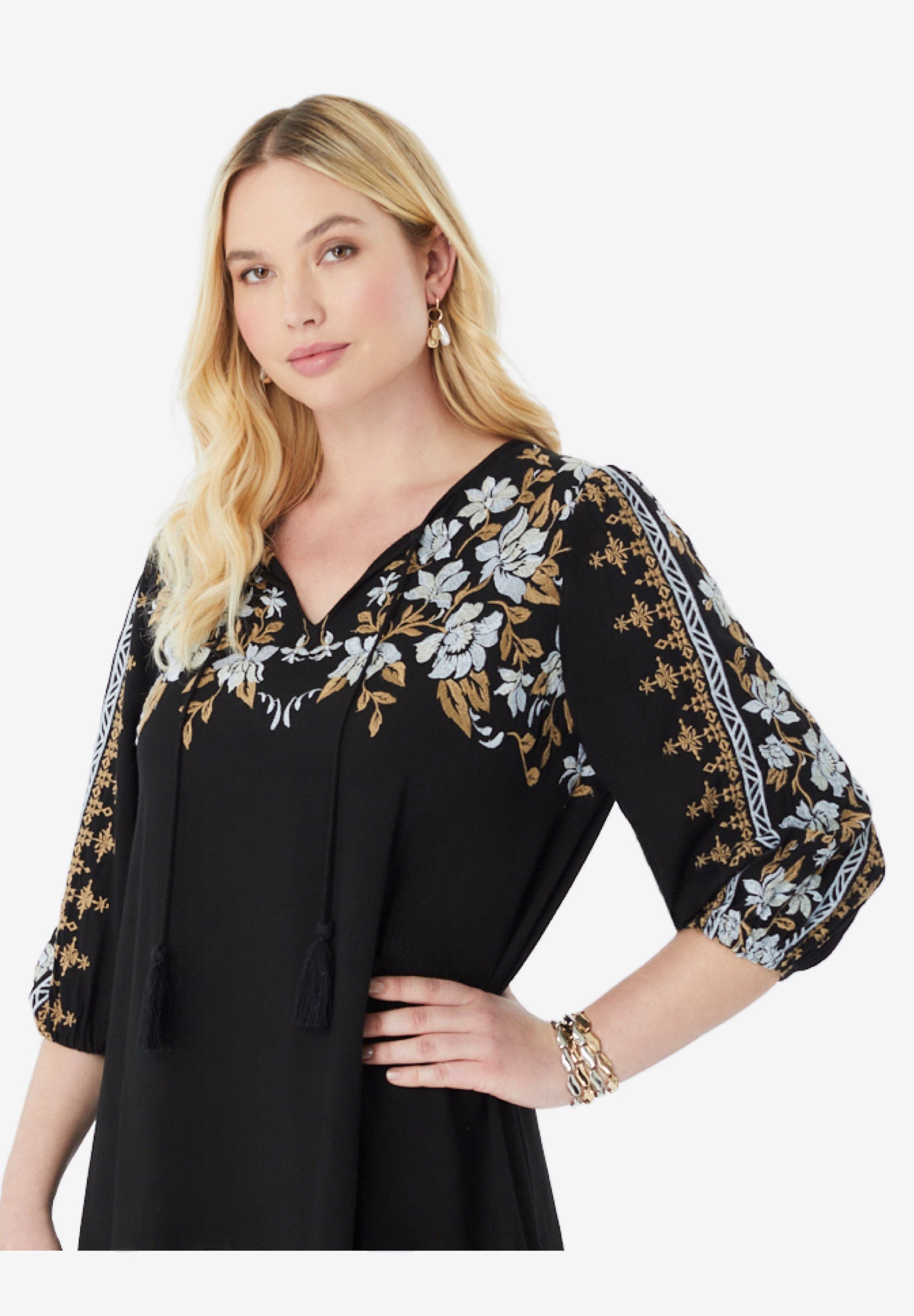 Tiered Embroidered Dress image number 3