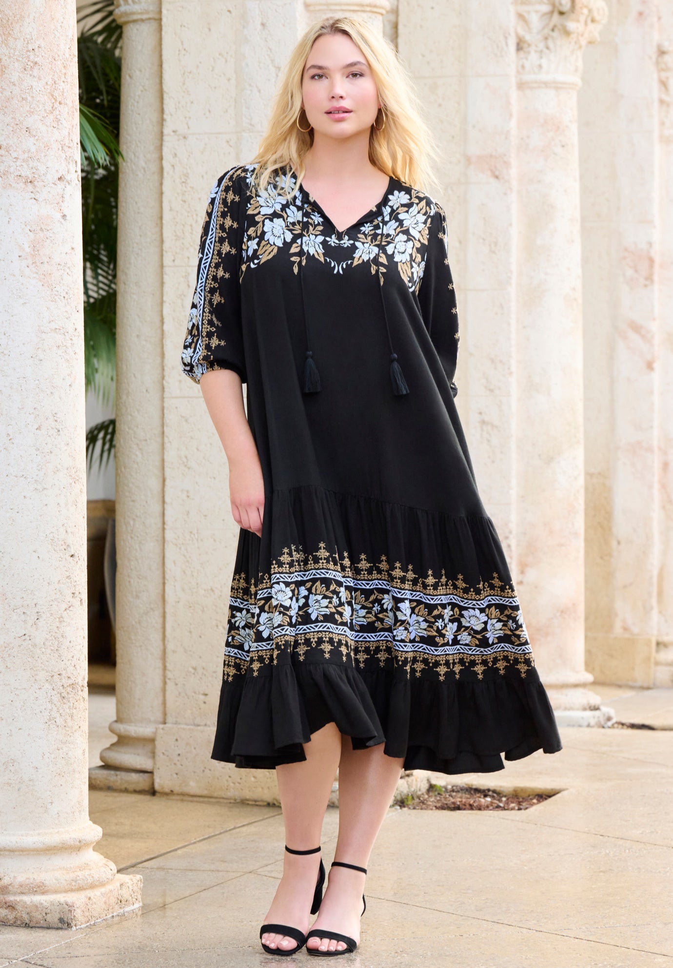 Tiered Embroidered Dress image number 4