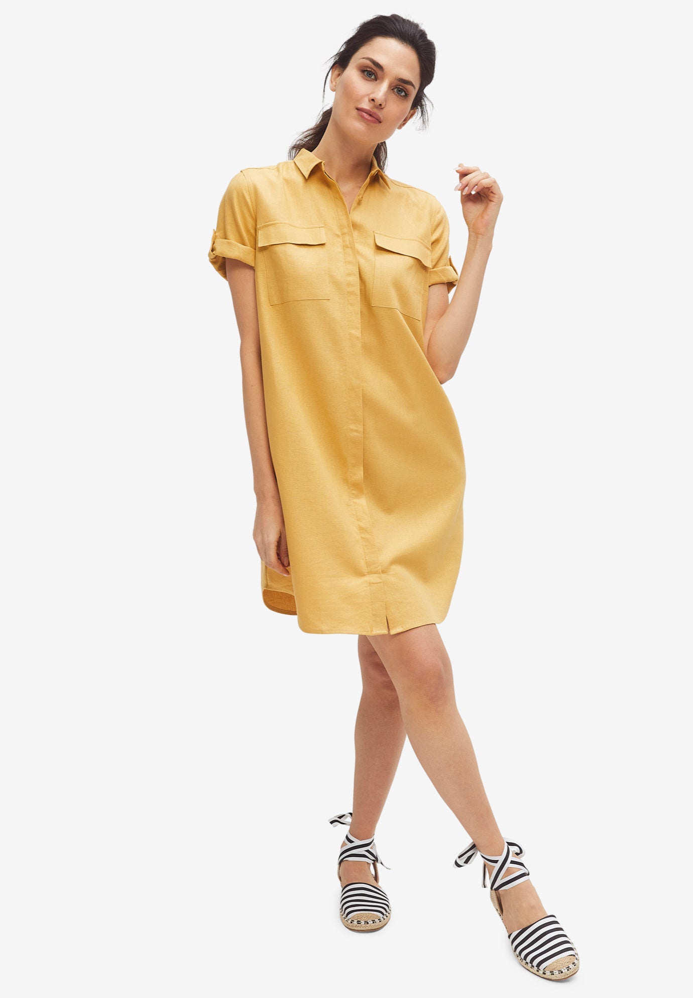Button Front Linen Shirtdress image number 0