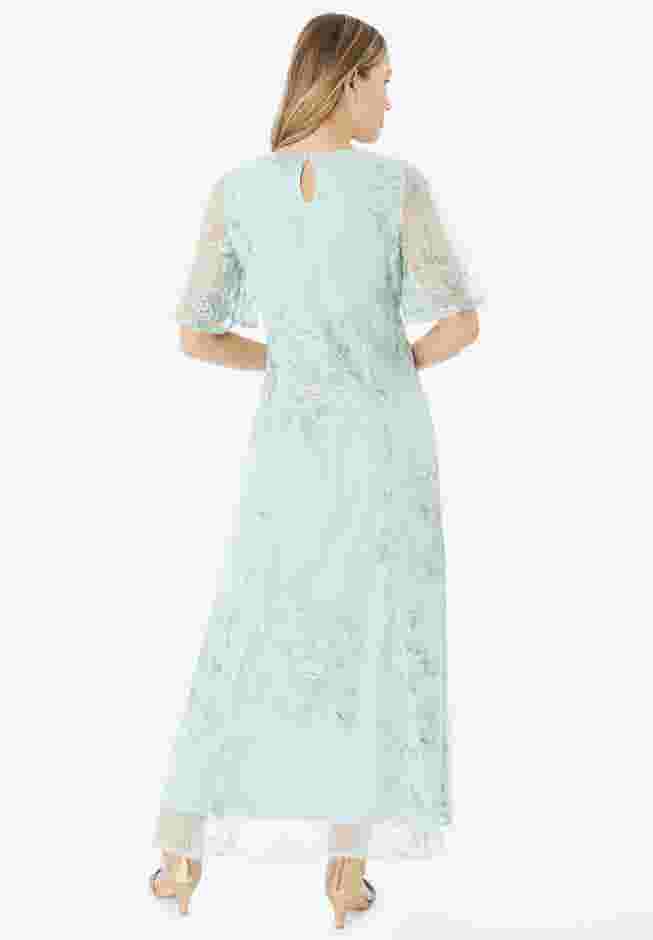 V Neck Embellished Lace Gown image number 1