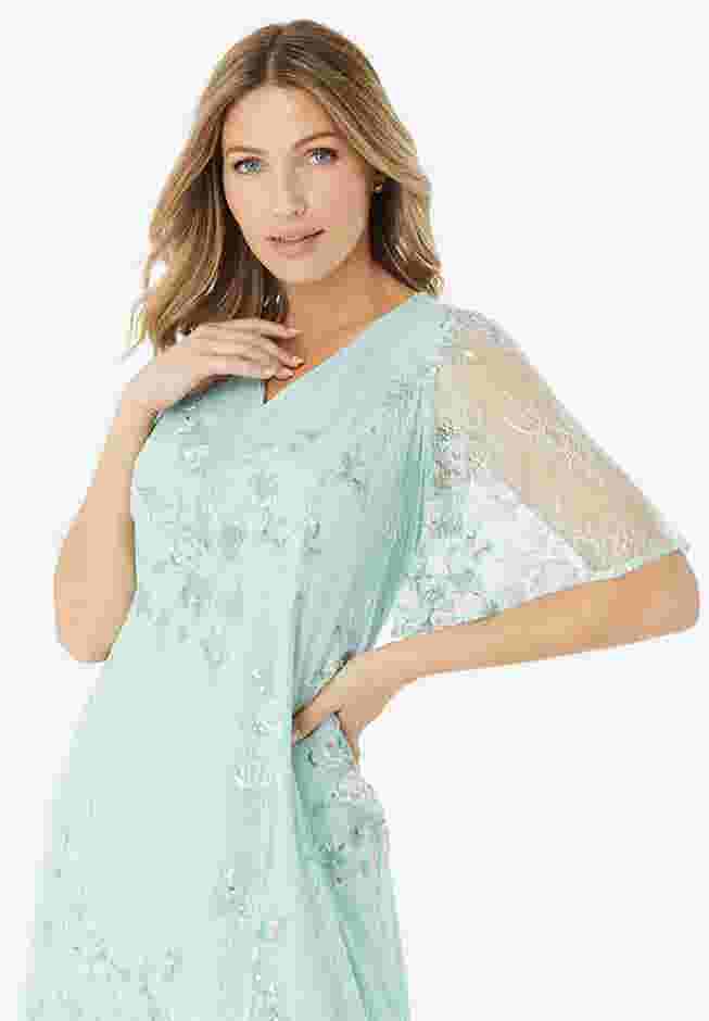 V Neck Embellished Lace Gown image number 3