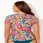 Short Sleeve Faux Wrap Tankini Top image number null