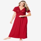 Long Lace Top Stretch Knit Gown image number null