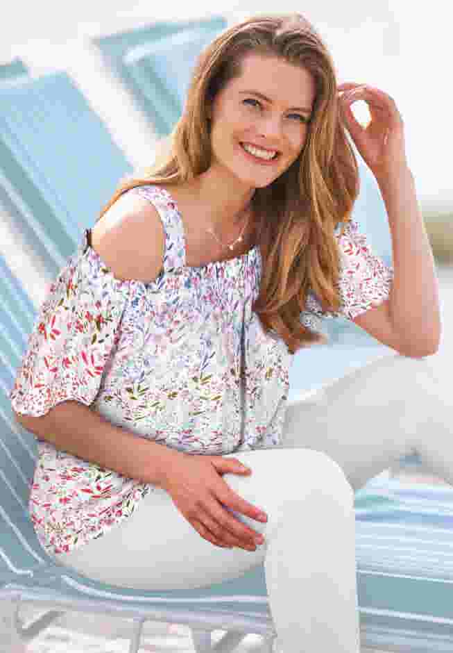 Printed Cold-Shoulder Blouse image number 4