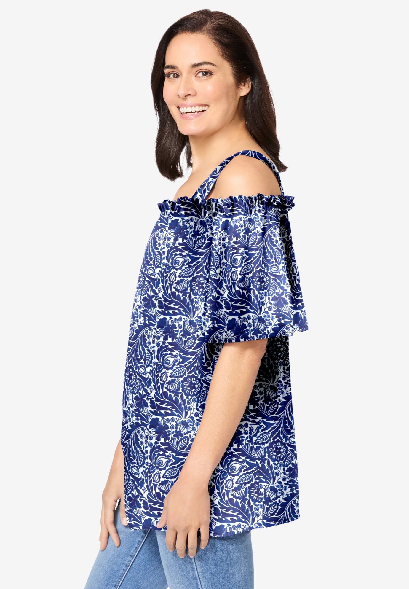 Printed Cold-Shoulder Blouse image number 2