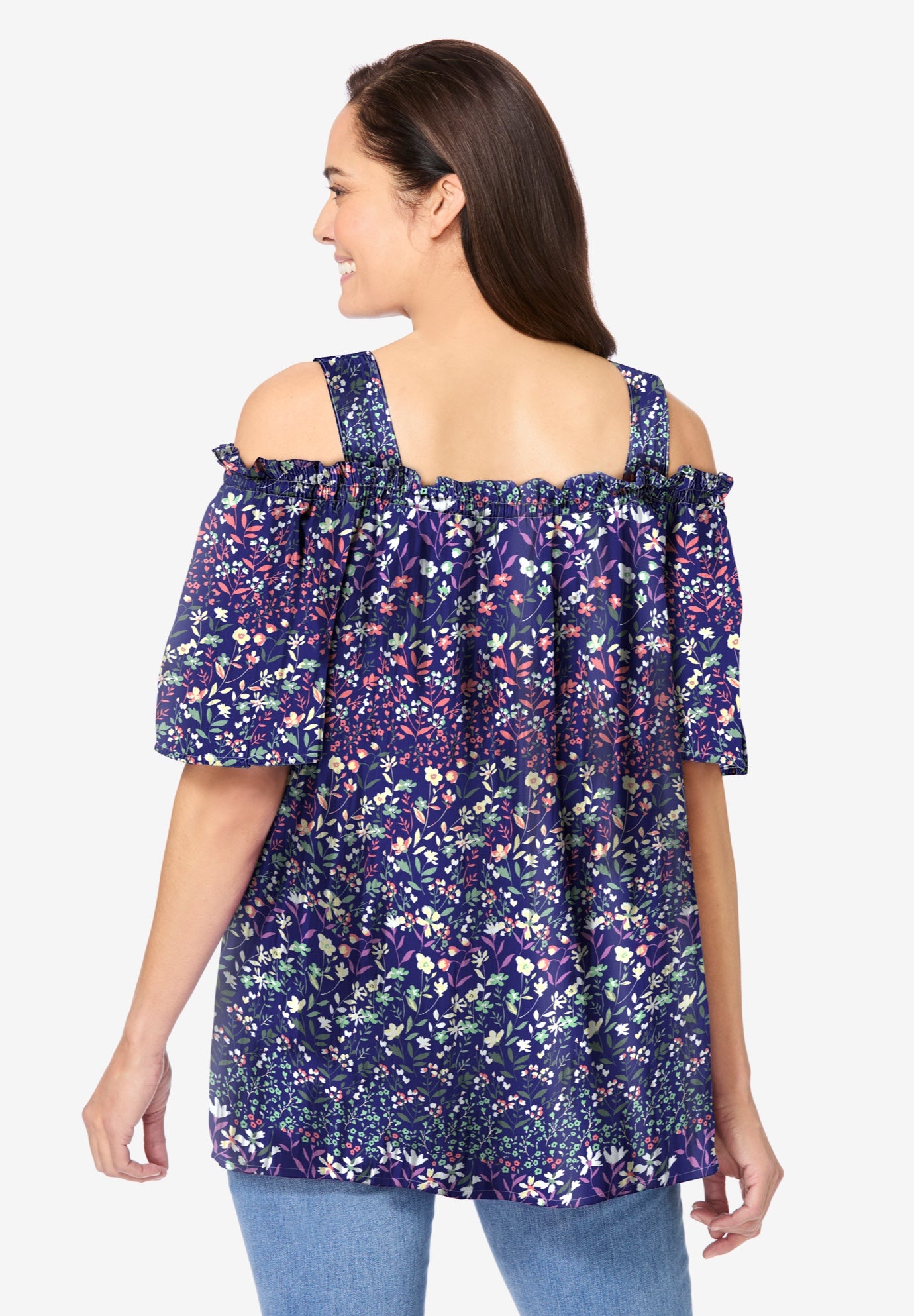 Printed Cold-Shoulder Blouse image number 1