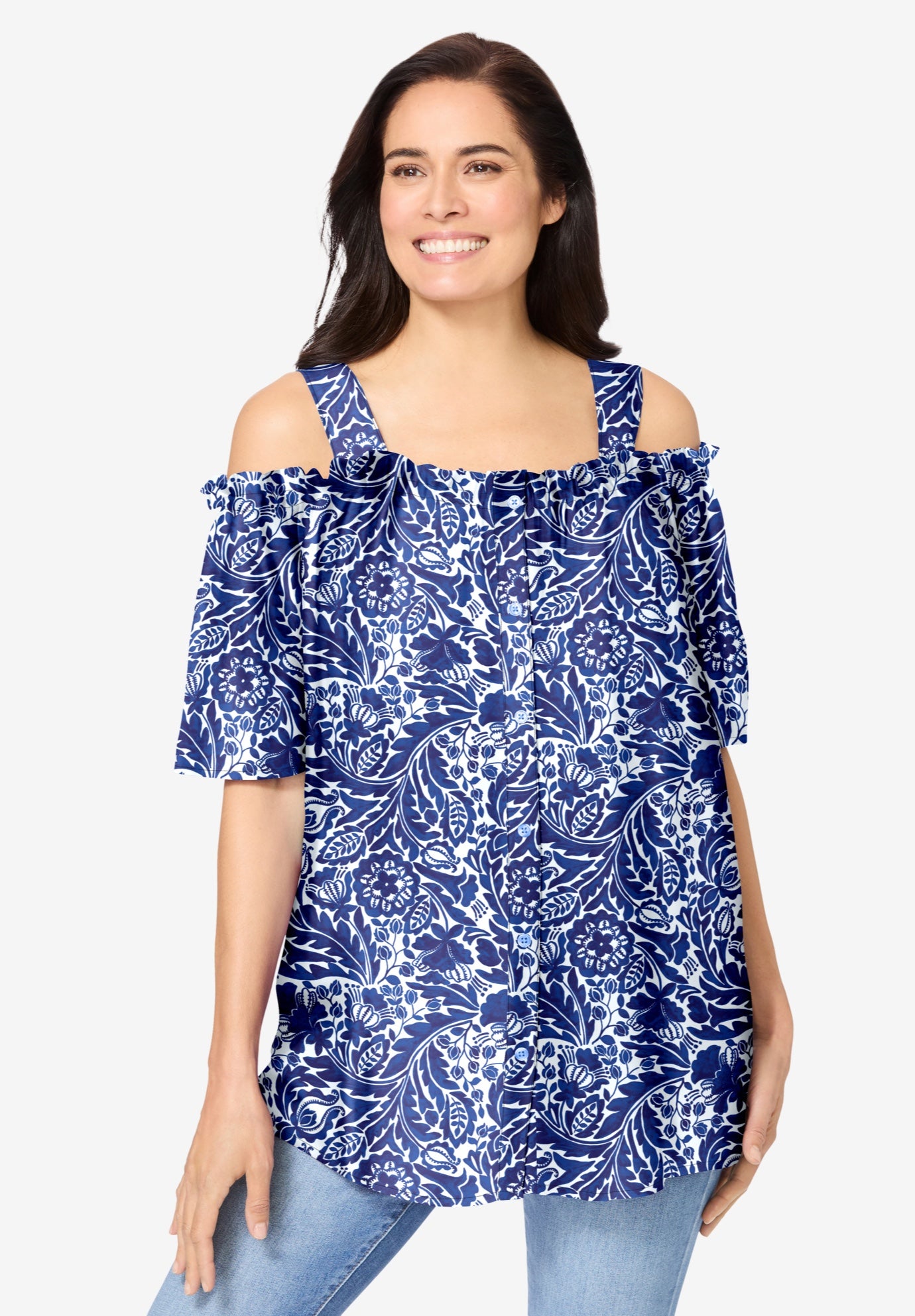Printed Cold-Shoulder Blouse image number 0