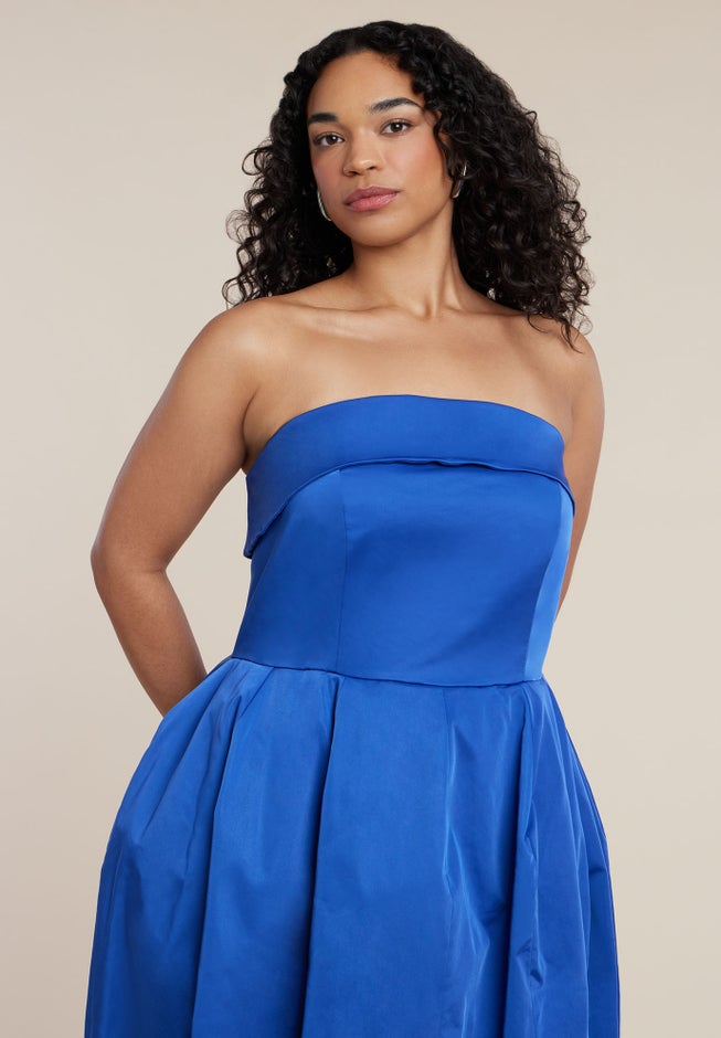 Strapless Pleated Bubble Dress image number 2