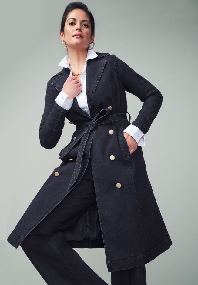 Refined Denim Trench Coat image number 4