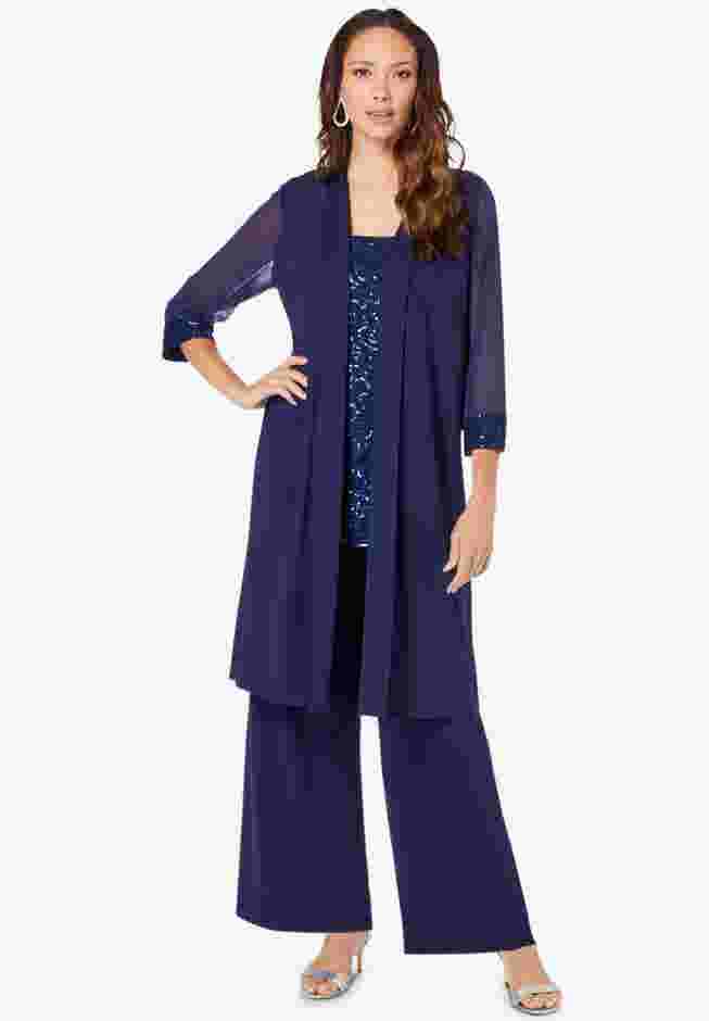 Ultrasmooth® Sequin Duster Pant Set image number 0