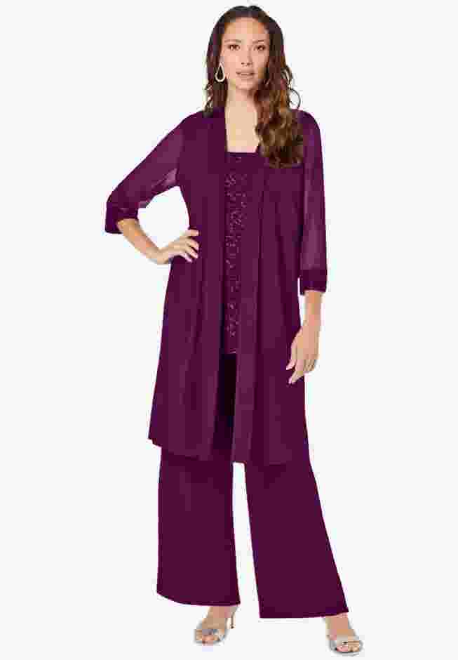 Ultrasmooth® Sequin Duster Pant Set image number 0