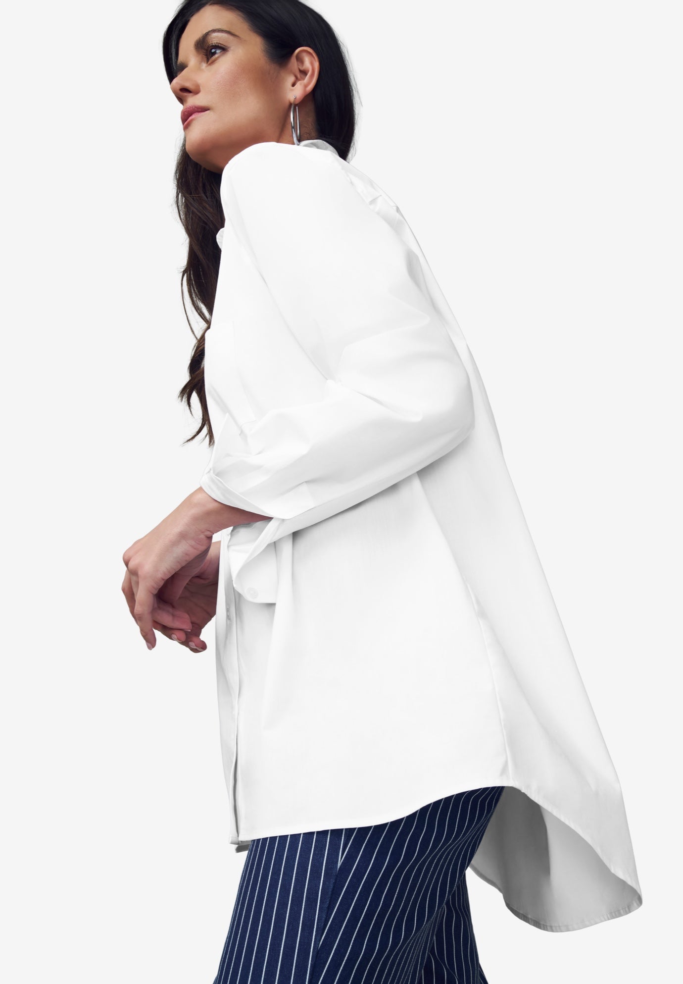 Wrinkle-Free Stretch Cotton Oversized Shirt image number 3