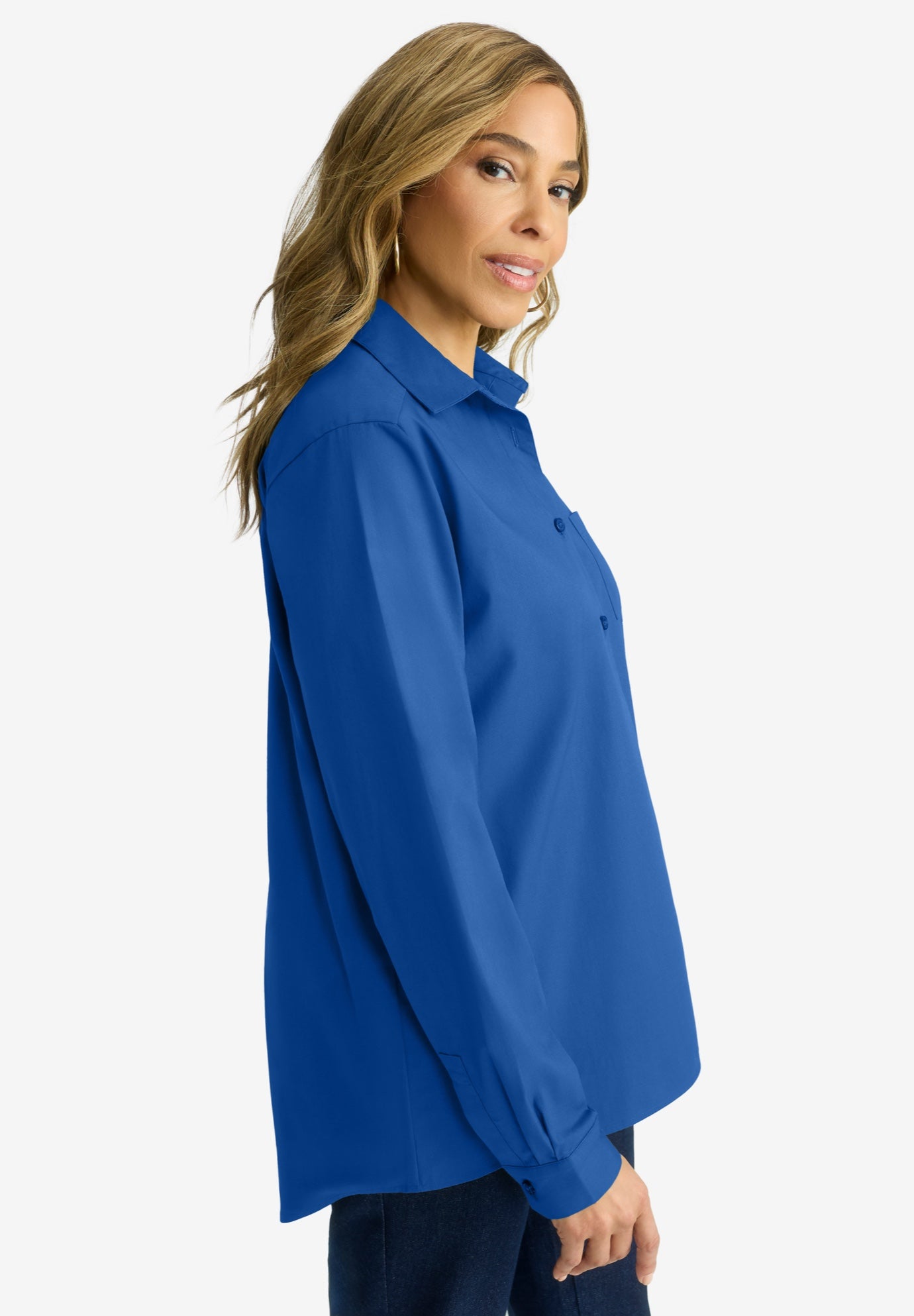 Wrinkle-Free Stretch Cotton Oversized Shirt image number 2
