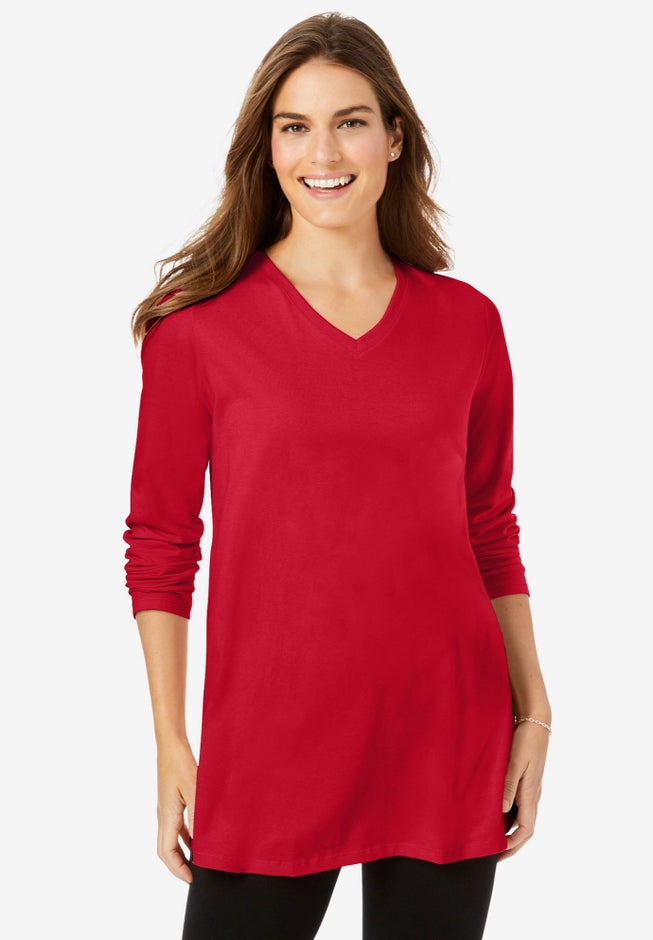 Perfect Long-Sleeve V-Neck Tunic image number 5