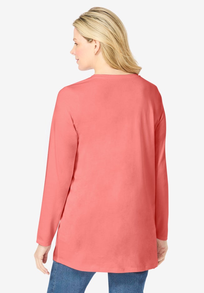 Perfect Long-Sleeve V-Neck Tunic image number 1