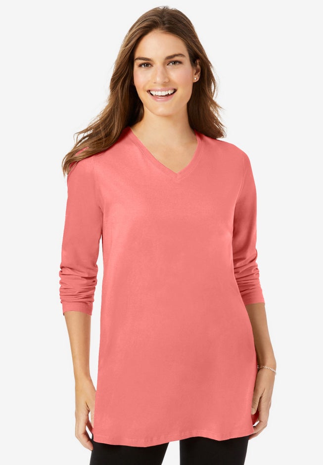 Perfect Long-Sleeve V-Neck Tunic image number 0