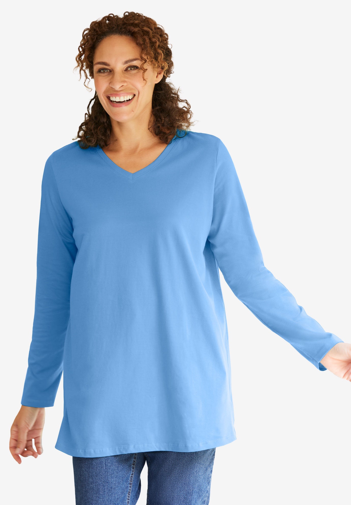 Perfect Long-Sleeve V-Neck Tunic image number 0