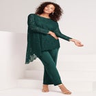 Plus-Size Asymmetrical Lace Pant Set –Long Sleeve Lace Scalloped Tunic & Elastic Waist Pants image number null