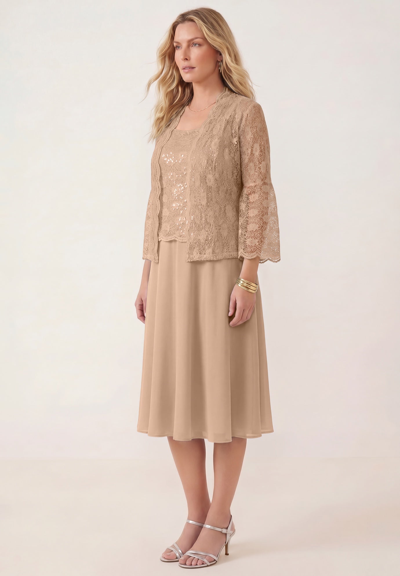 Glitter & Lace Jacket Dress Set image number 2