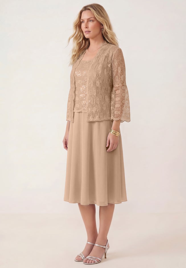 Glitter & Lace Jacket Dress Set image number 2
