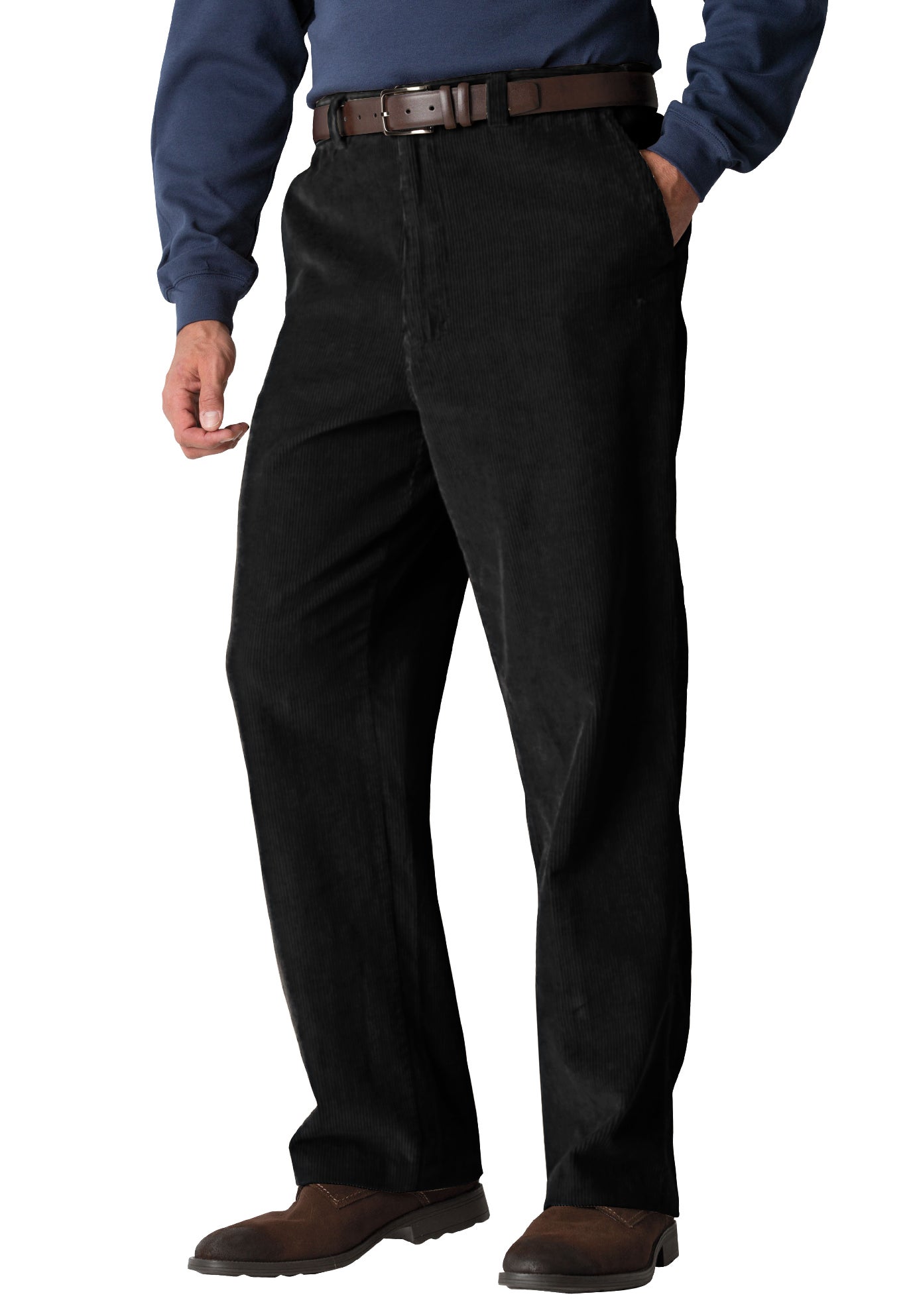 Expandable Waist Corduroy Pleat-Front Pants image number 0