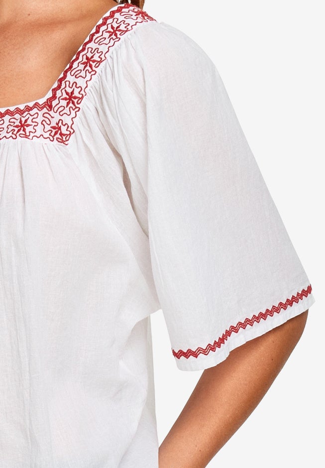 Embroidered Gauze Blouse image number 2