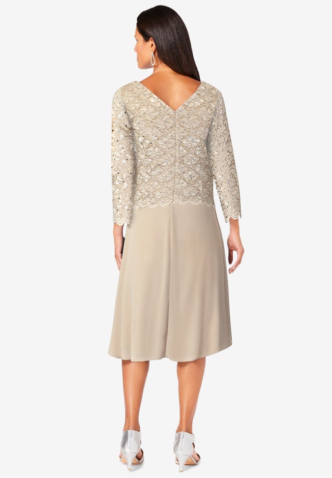 Embellished Lace & Chiffon Dress image number null