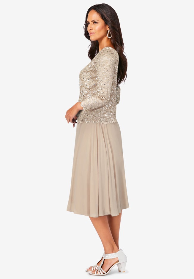 Embellished Lace & Chiffon Dress image number null