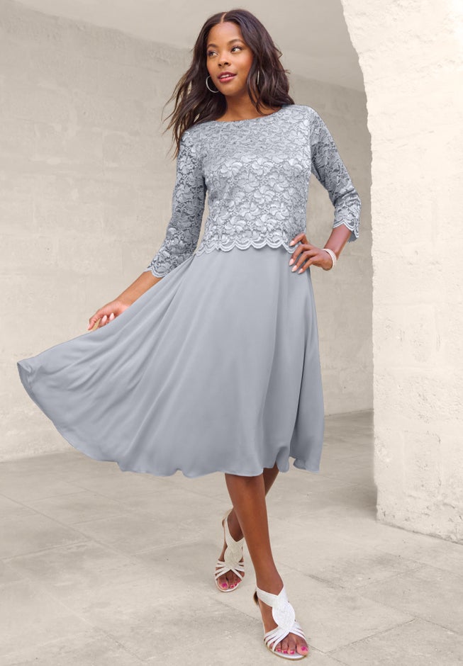 Embellished Lace & Chiffon Dress image number null