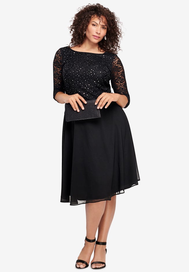 Embellished Lace & Chiffon Dress image number null