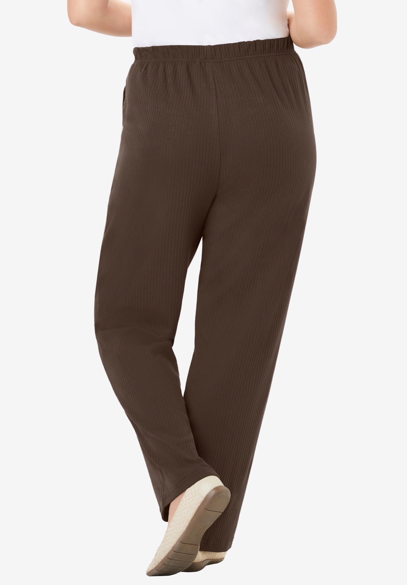 7-Day Knit Ribbed Straight-Leg Pull-On Pants image number 1