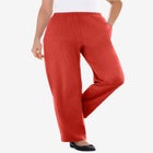 7-Day Knit Ribbed Straight-Leg Pull-On Pants image number null