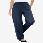 7-Day Knit Ribbed Straight-Leg Pull-On Pants image number null
