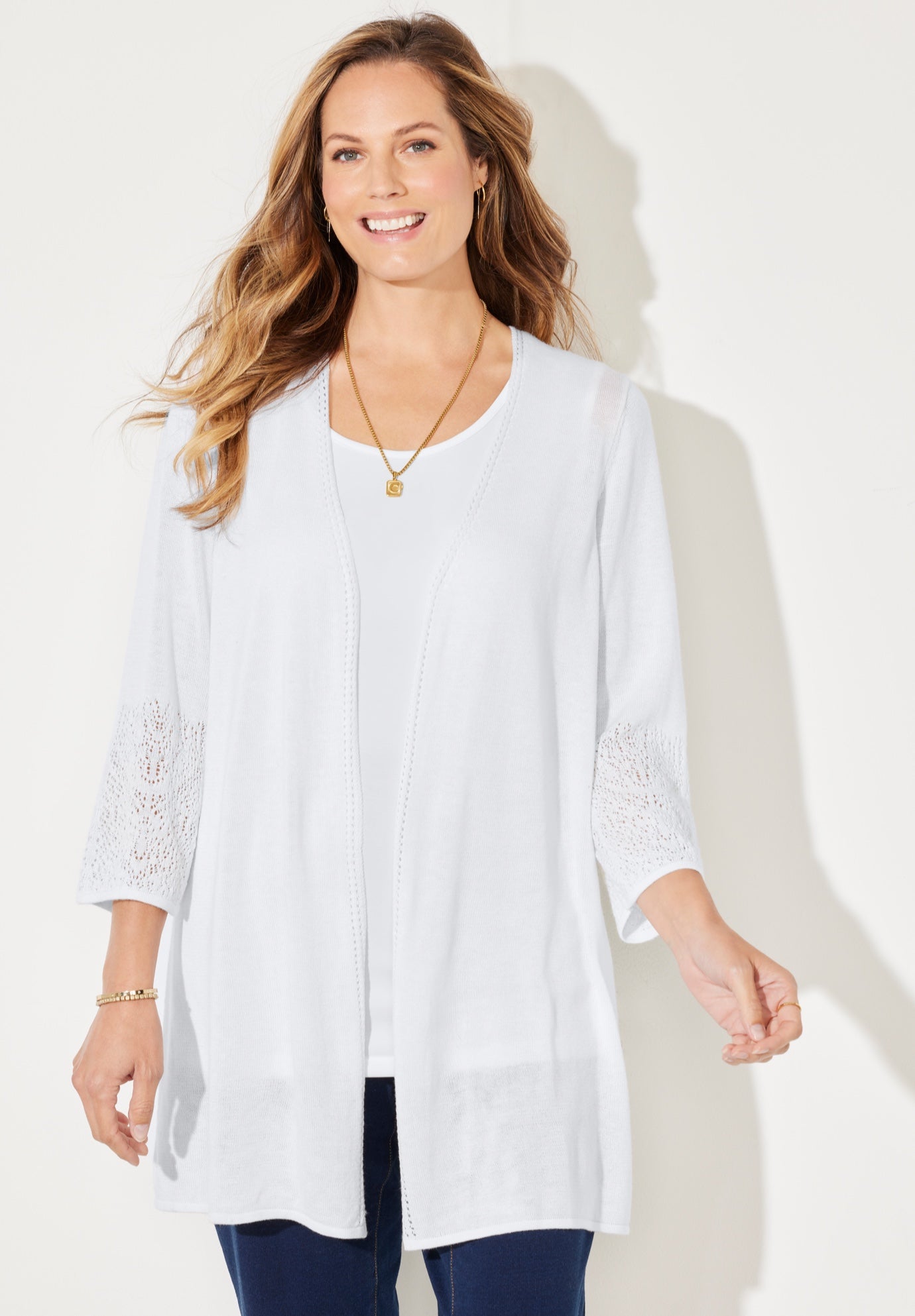 Pointelle Accented Cardigan image number 0