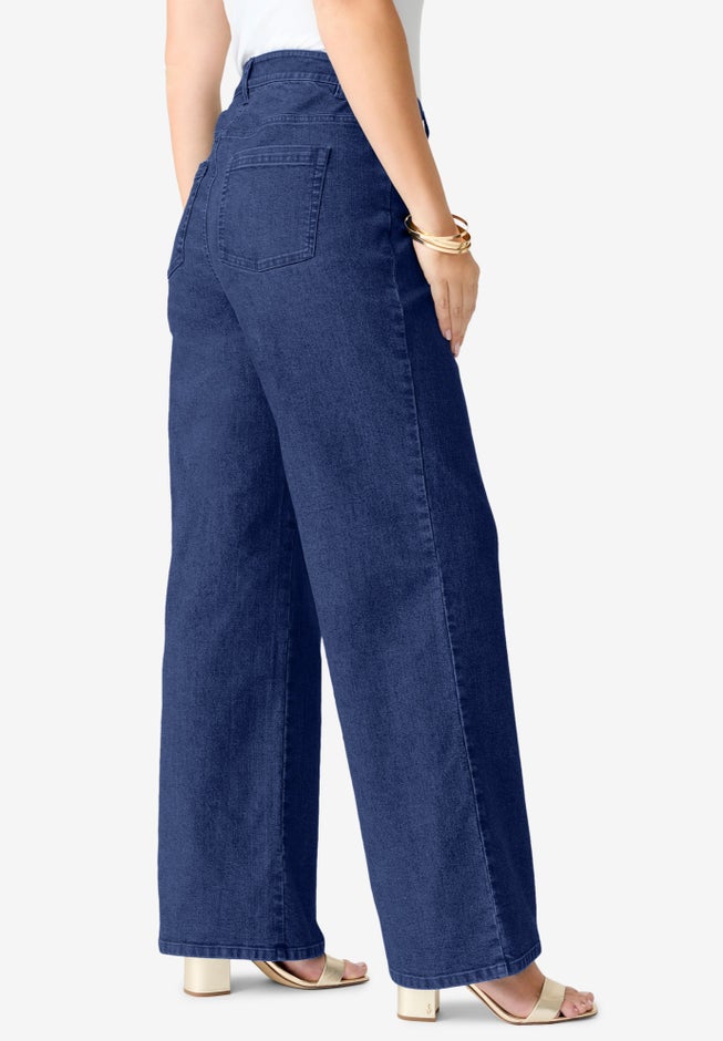 Plus Size Classic Stretch Wide Leg Jean image number 3