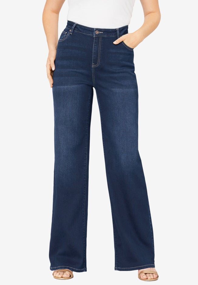 Plus Size Classic Stretch Wide Leg Jean image number 1