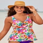 Knot Front V-Neck Underwire Tankini Top image number 0