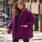 Plus Size Hooded Sherpa Fleece Coat image number null