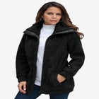 Plus Size High Collar Teddy Fleece Bomber image number null