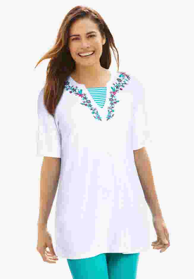 7-Day Embroidered Layered-Look Tunic image number 0