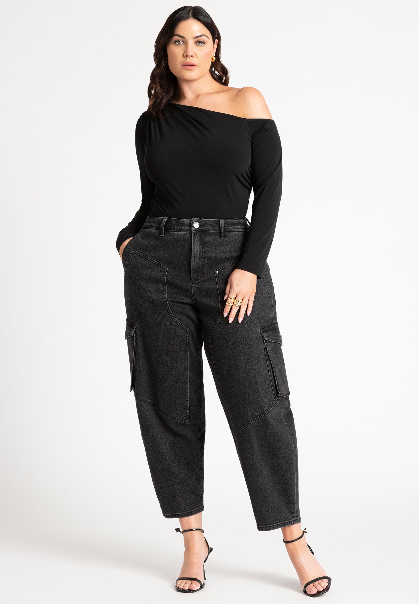 Ruched One Shoulder Tee With Thumbhole Sleeve image number 3