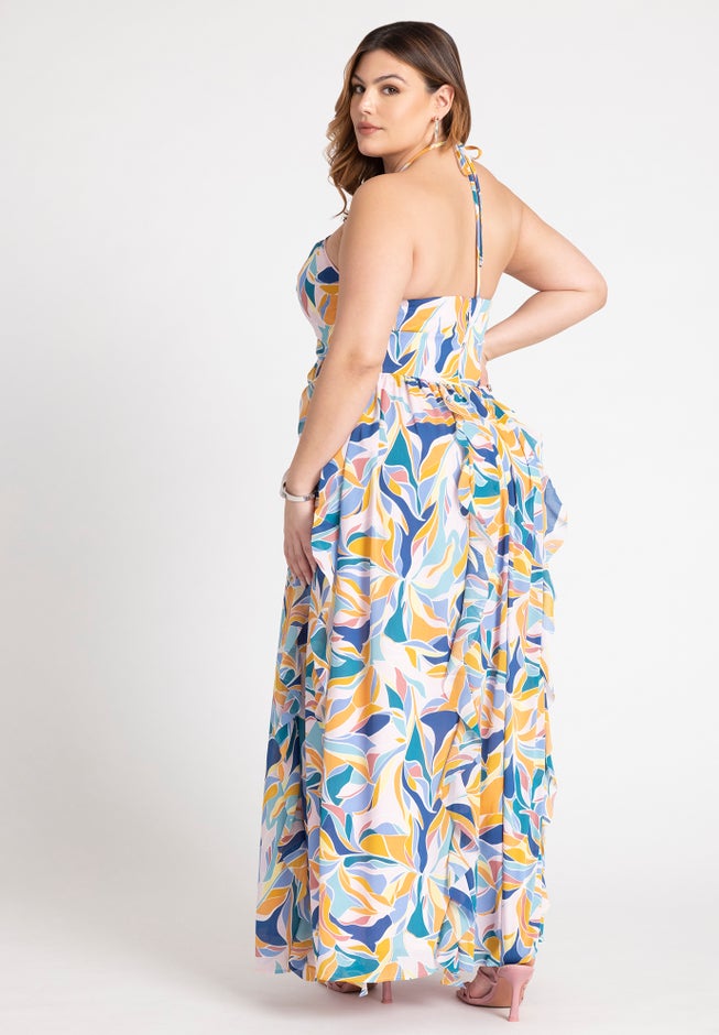 Halter Neck Ruffle Maxi Dress image number 1